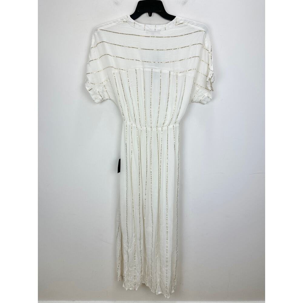 Lulus Goddess Vibes Ivory Gold Striped Dolman Sleeve Maxi Dress Resort XS NWT - Picture 7 of 11